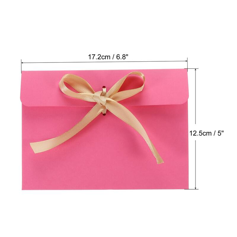 25pcs Invitation Envelopes w Ribbon for Business Wedding Greeting Card - 12.5cm - Rose Red