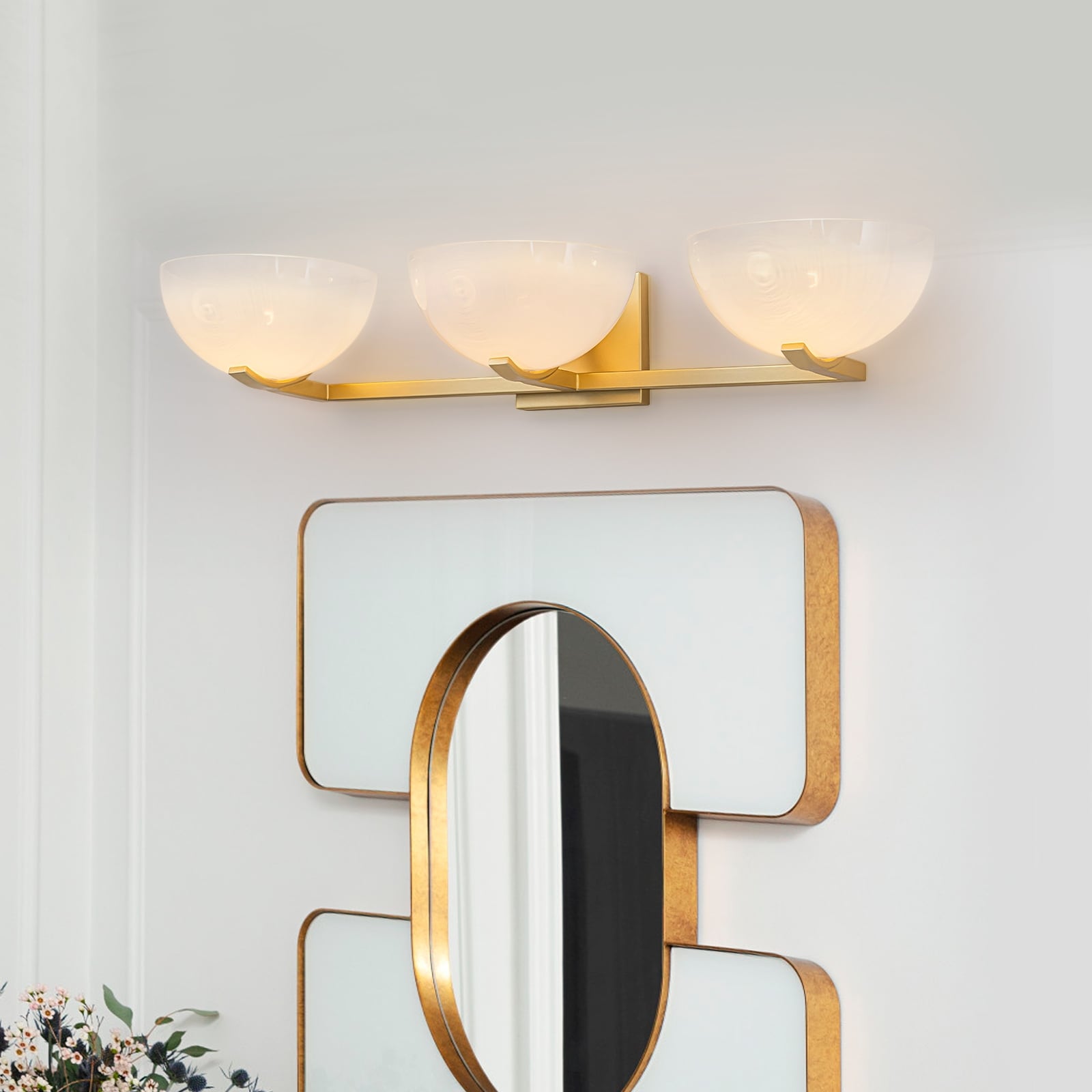 Modern Bowl-Shape Vanity Lights with Gradient White Glass Shades