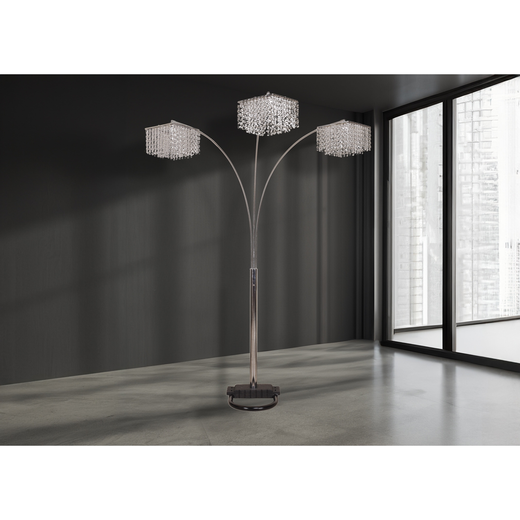 1pc Modern Design Classic Luxury Sleek Multi-head Floor Arc Lamp Crystal-like Accents Drape Living Room Curve Lamp