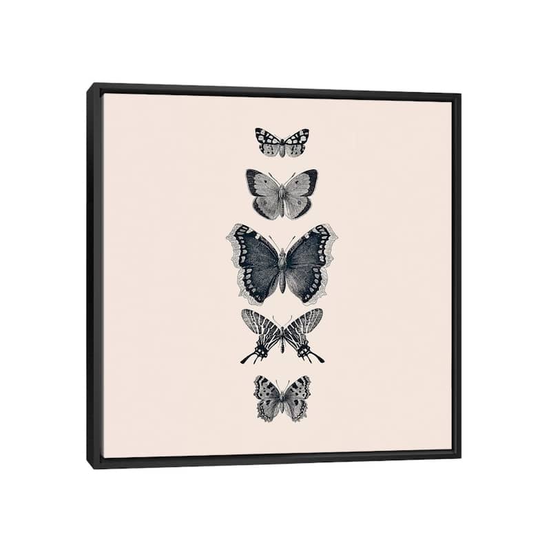 iCanvas "Inked Butterflies Beige Square" by Monika Strigel Framed Canvas Print - Black - 37x37