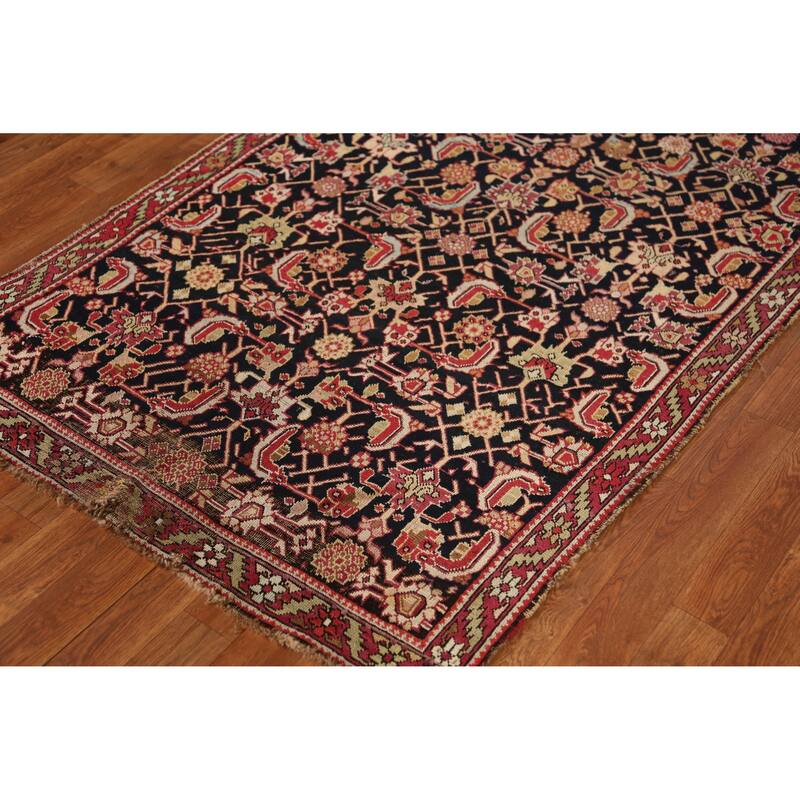 Vegetable Dye Karabagh Persian Antique Runner Rug Handmade Wool Carpet - 3'8" x 19'8"
