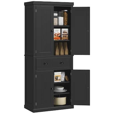 Kitchen Pantry Cabinet with 2 Double Doors, Storage Cabinet with Adjustable Shelves, Cabinet with Large Drawer