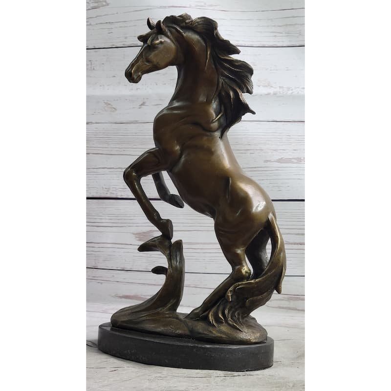 Rearing Horse Bronze Sculpture Statue Equestrian Stables Country Western Decor