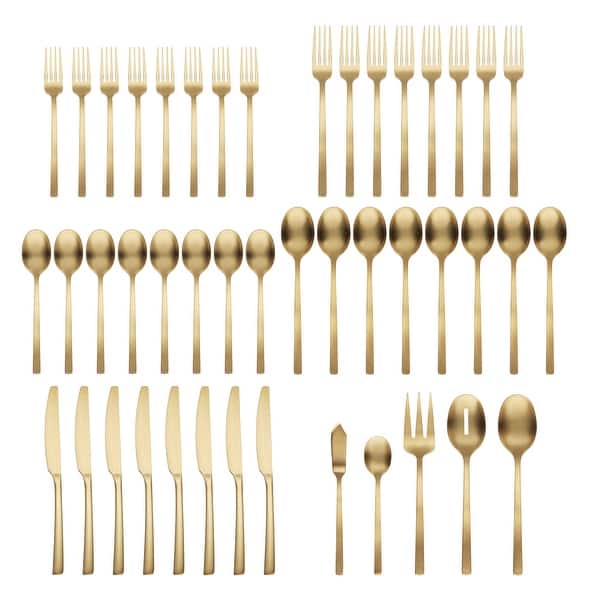 Cambridge Beacon Gold Satin 45-Piece Flatware Set