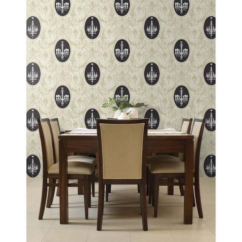 Seabrook Designs Melina Chandelier Cameo Unpasted Wallpaper