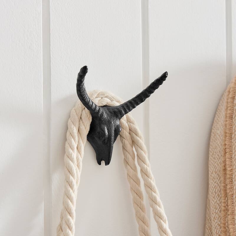 4 Piece Goat Head with Horns Decorative Wall Hook Set