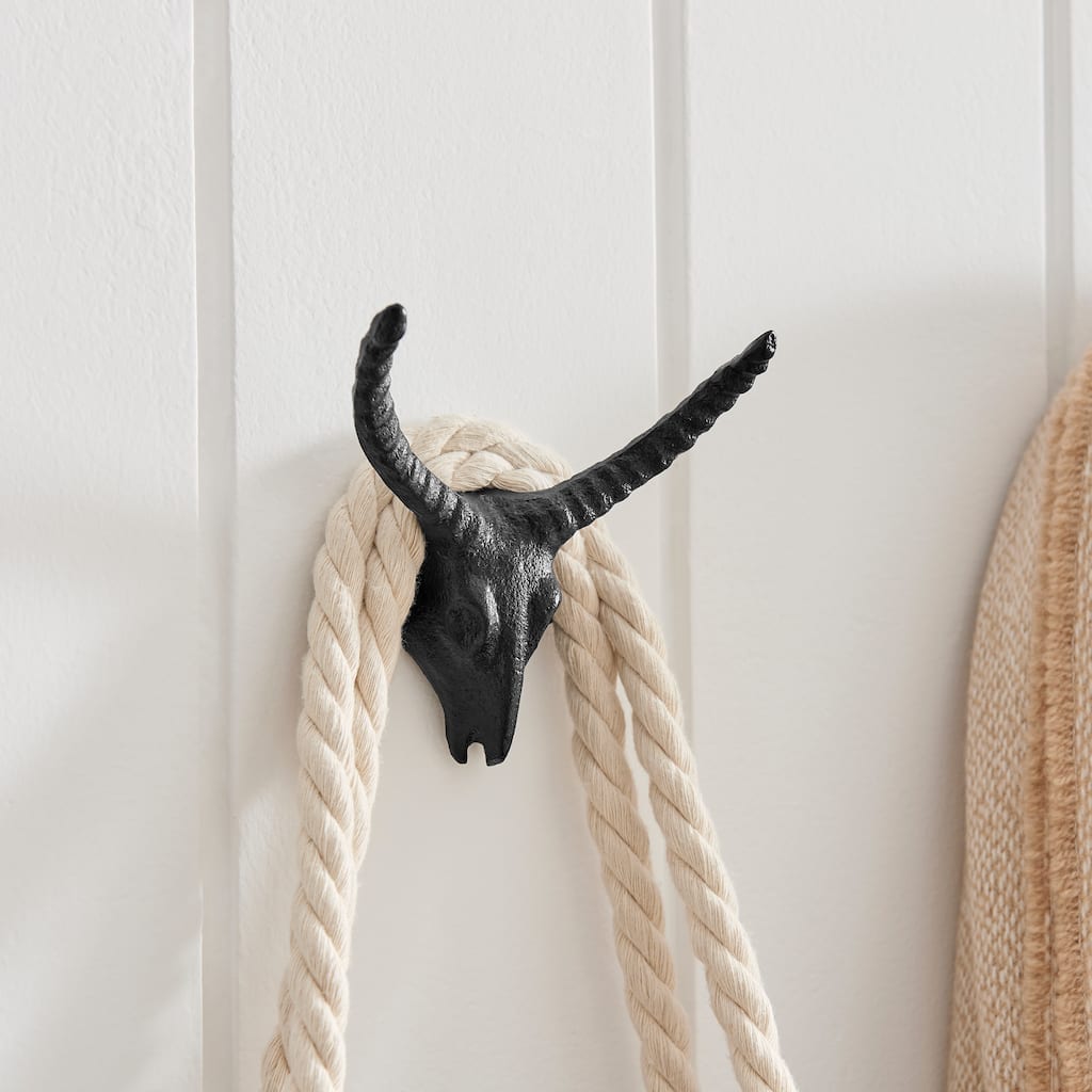 4 Piece Goat Head with Horns Decorative Wall Hook Set