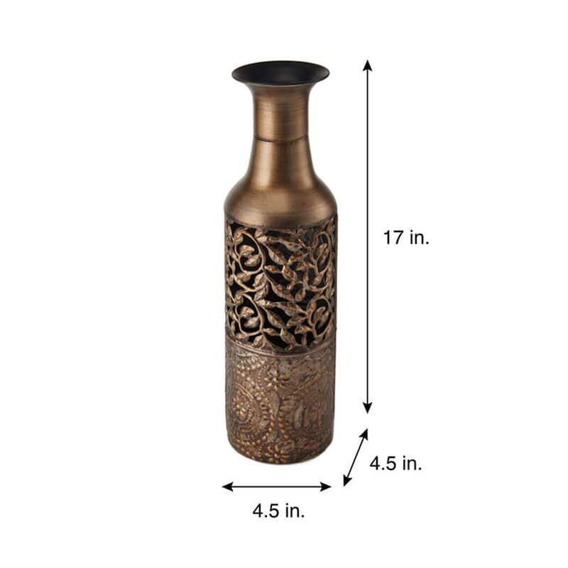 Elements Silver Filigree Metal Vase, 17 Inch