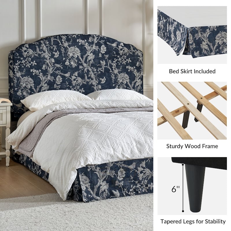 Kristian Traditional Bedroom Machine Washable Slipcovered Bed with Variety Fabric Choice Set-QB by HULALA HOME