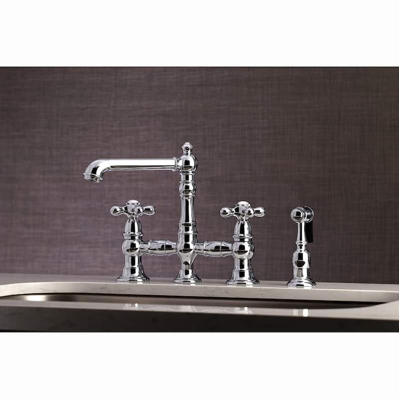 Kingston Brass English Country Bridge Kitchen Faucet with Sprayer