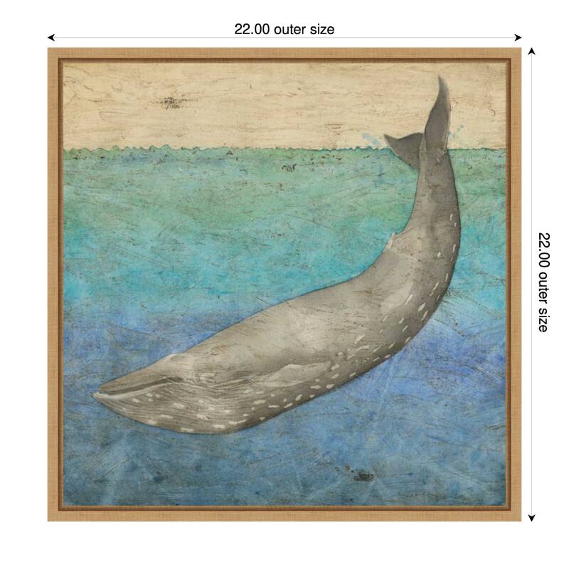 Diving Whale No. 1 by Megan Meagher (22 x 22 in.), Framed Canvas Wall Art Print