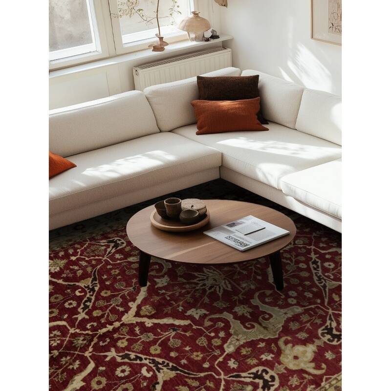 Hand Knotted Oriental 100% Wool Carpet Traditional All-Over Red Peshawar Area Rug - 14' 7'' X 9' 11''