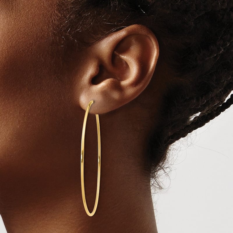 Curata 14k Yellow Gold 50x50mm Endless Hoop Earrings