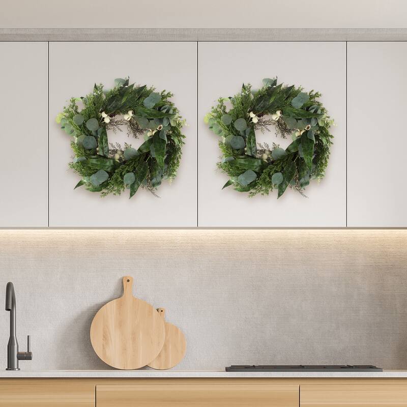 Pure Garden 20-Inch Artificial Eucalyptus Wreath