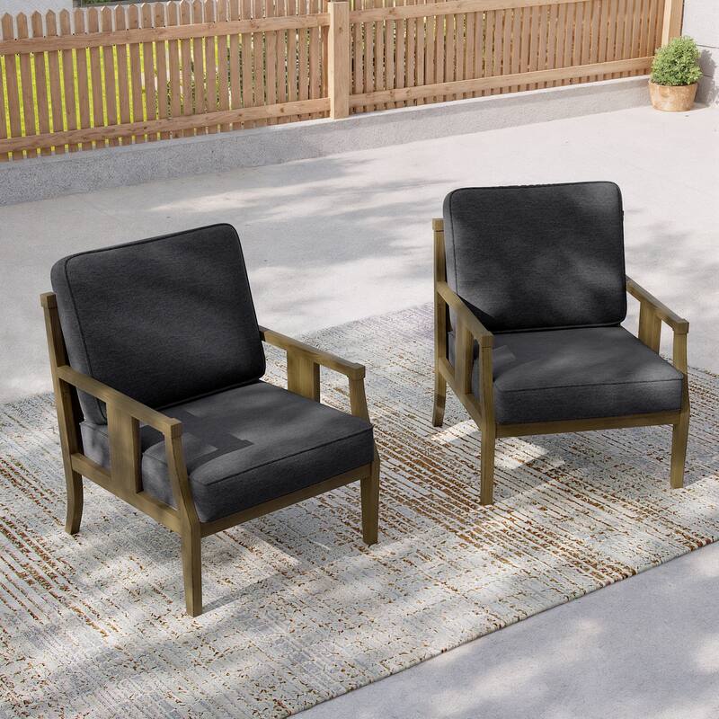 2 Set Outdoor Patio Club Chair with Cushion Patio Arm Lounge Chair