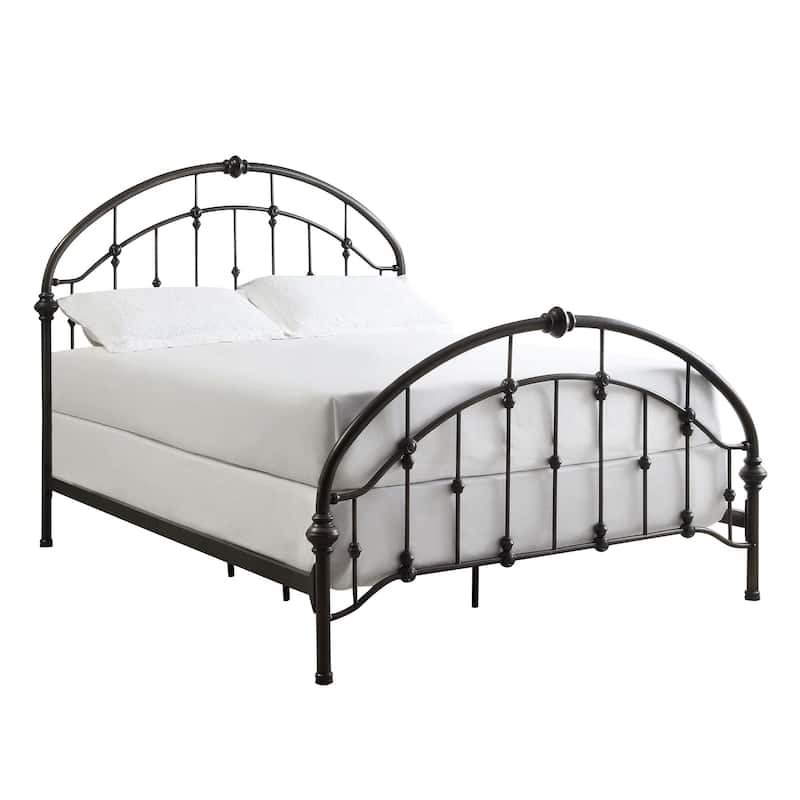 Lacey Round Curved Double Top Arches Victorian Iron Bed by iNSPIRE Q Classic - Antique Dark Bronze - Queen