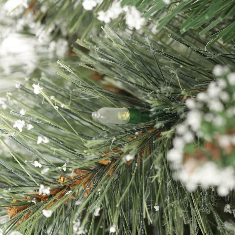 Glitzhome 7.5/9/11ft Pre-Lit Flocked Warm White & Multi-color Artificial Christmas Tree with Remote Controller