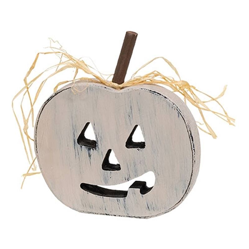 Wooden Jack O Lantern Sitters Primitive Fall Decor- 3 Asstd. - 5" x 4.5" x 0.75"