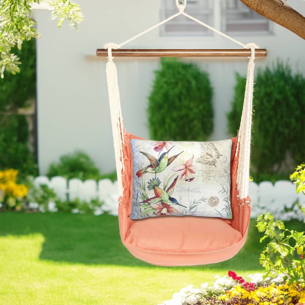 Magnolia Casual Swing Set 4 piece - Living Coral w/ Hummingbirds