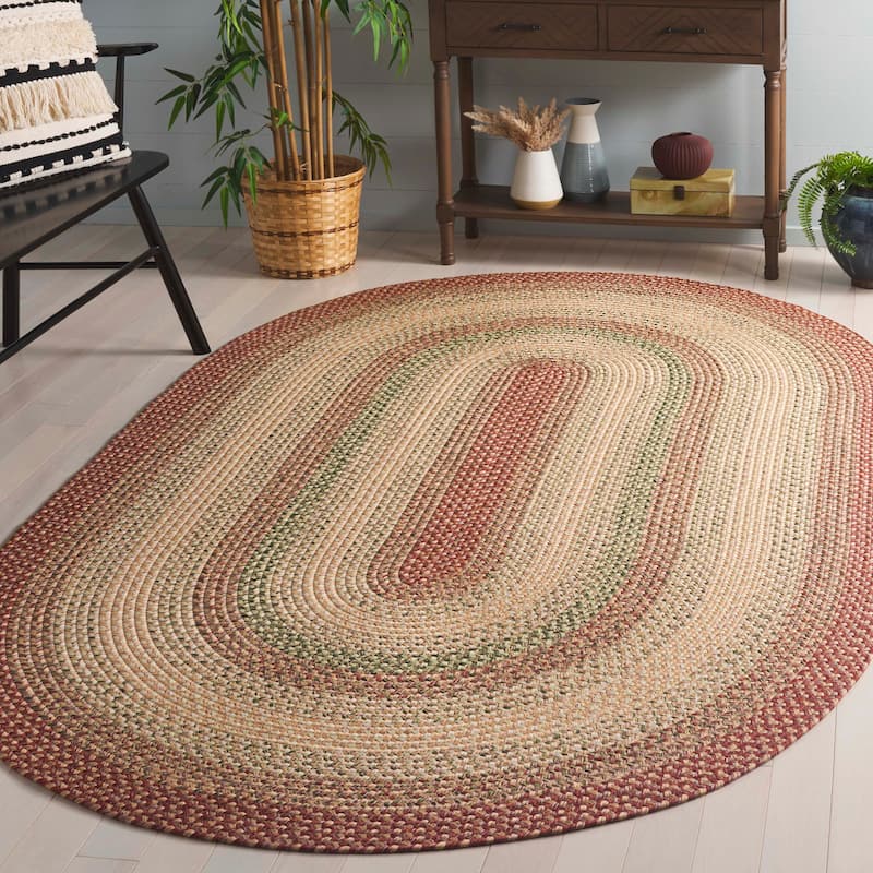 SAFAVIEH, Handmade Braided Adelajde Country Rug - 6' x 8' Oval - Rust/Multi