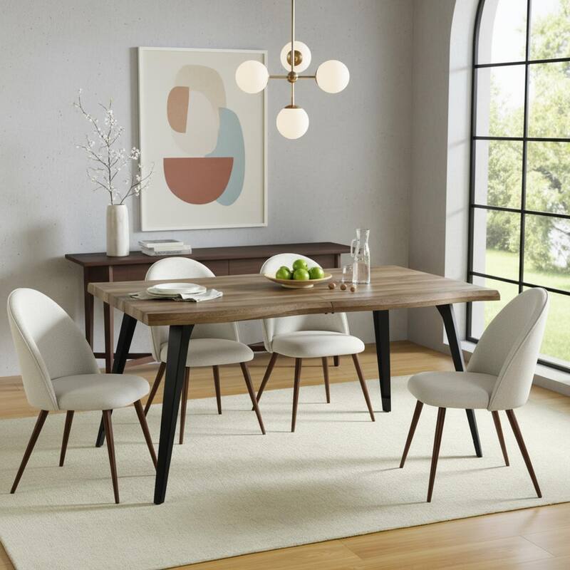 Homy Casa 5-Piece Dining Set with Modern Table and Upholstered Side Chairs