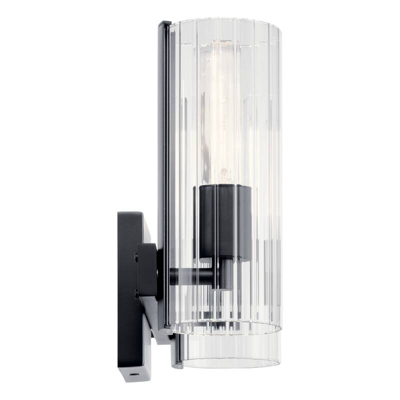 Jemsa 13.75 in. 2-Light Bathroom Vanity Light with Clear Fluted Glass