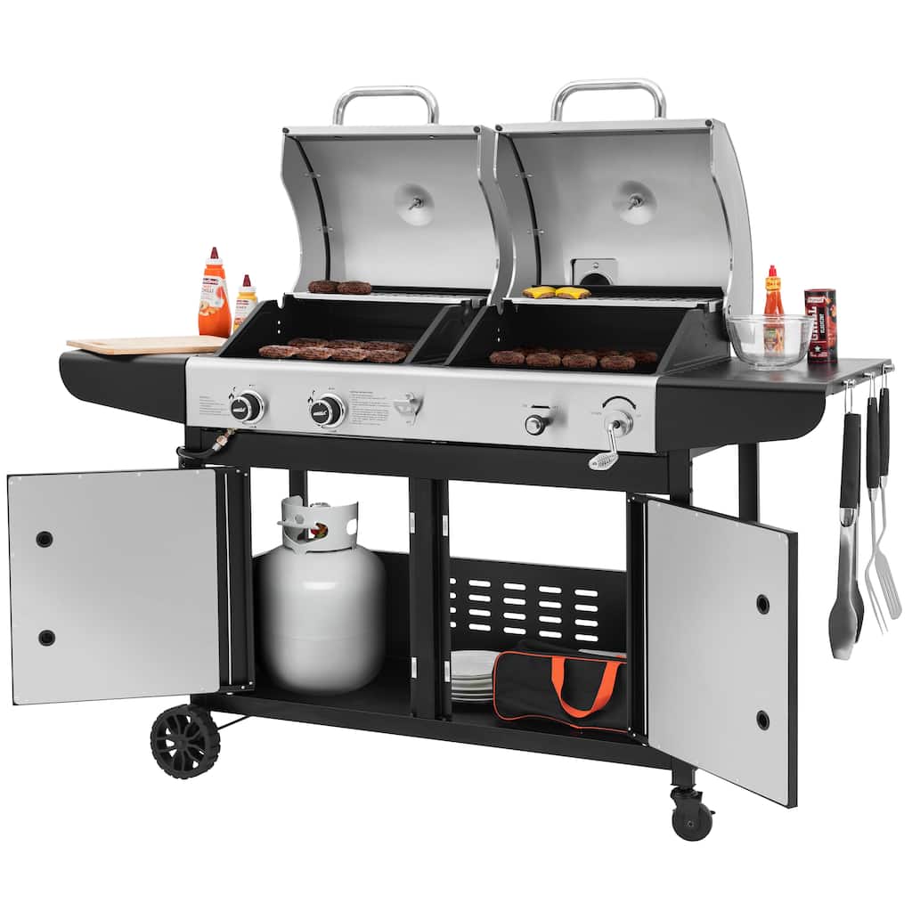Royal Gourmet 2-Burner Gas and Charcoal Combo Grill, black