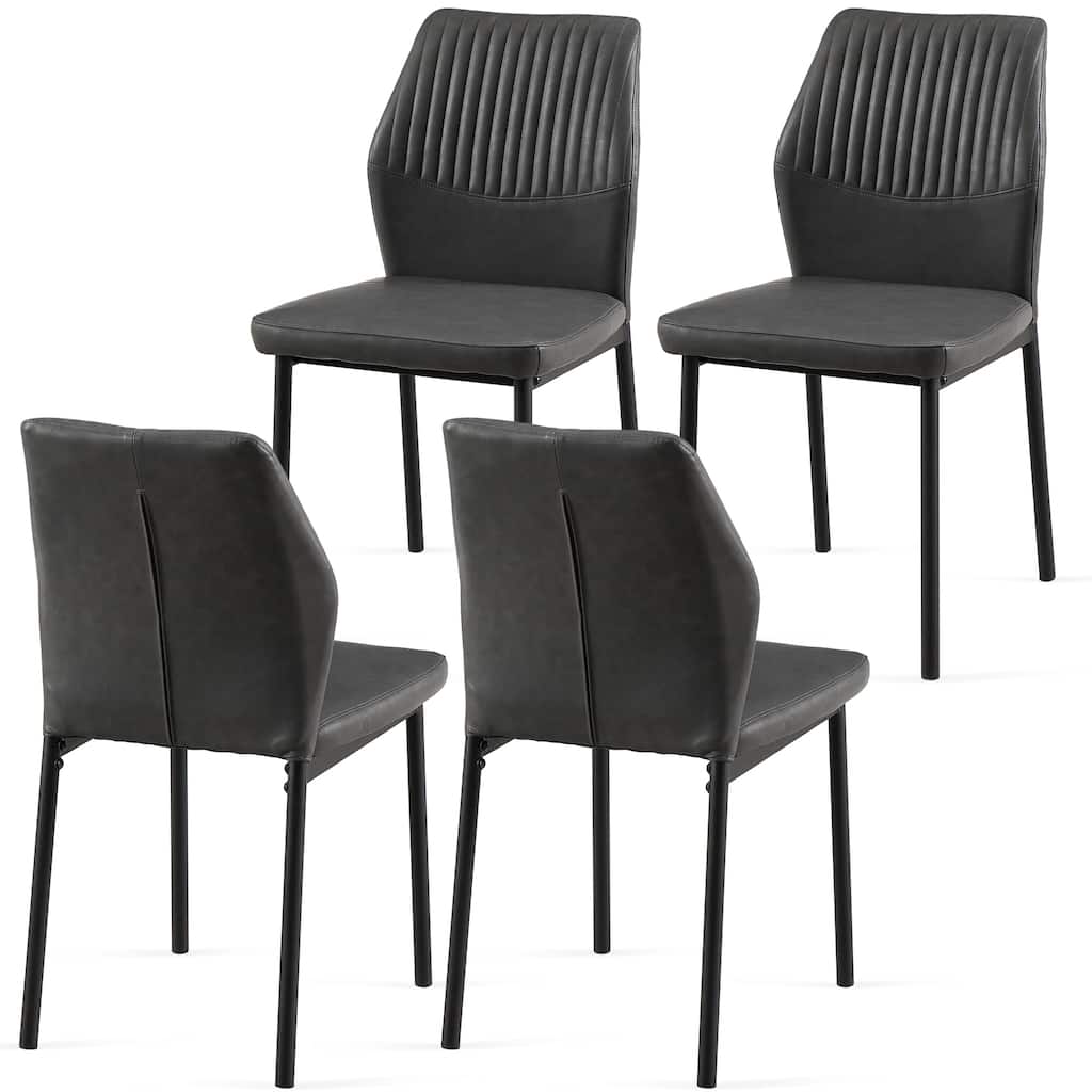 PU Leather Dining Chairs Set of 4 Faux Leather Dining Chairs Living Room Chair Modern Kitchen Armless Side Chair