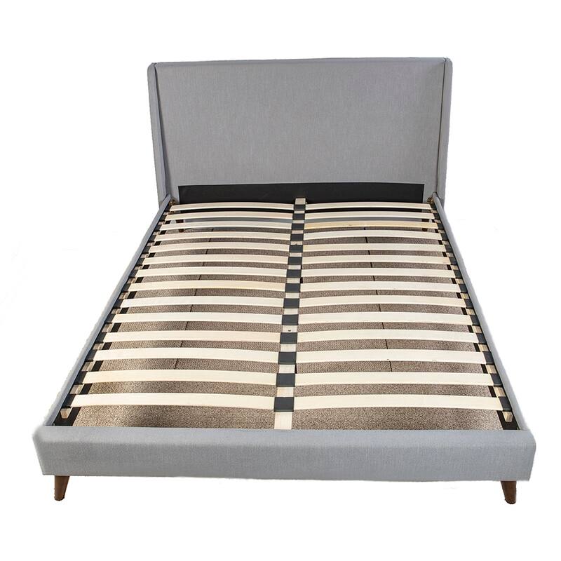 Queen Size Polyester Upholstered Platform Bed Set with Includes 2 Nightstands