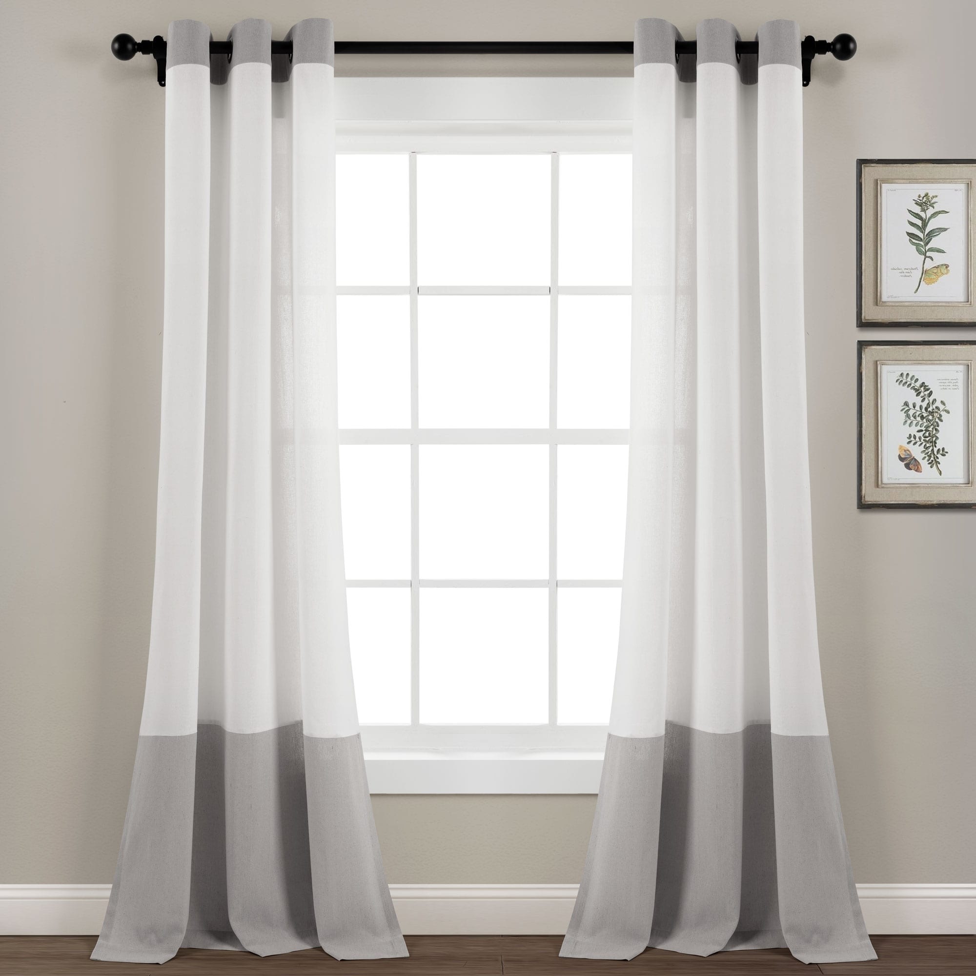 Lush Decor Faux Linen Grommet Colorblock Window Curtain Single Panel - 84" x 40"