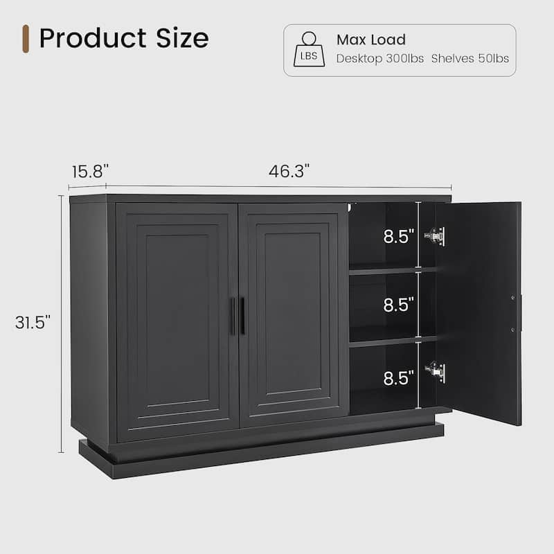 Buffet Sideboard Cabinet with Storage Doors Adjustable Shelves