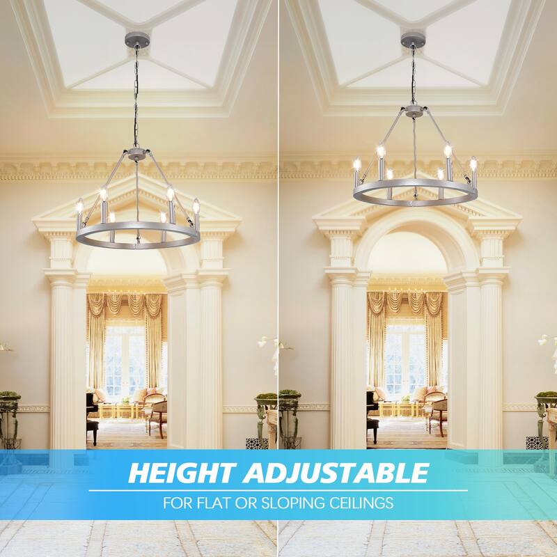 6/12-Light Wagon Wheel Farmhouse Chandelier