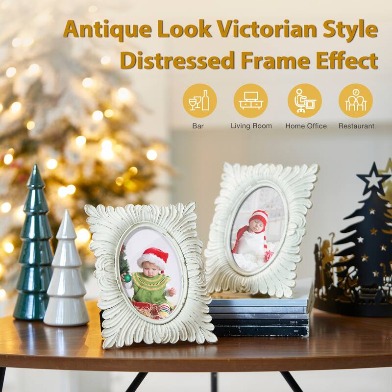 Glitzhome 4x6 Xmas Ornate Resin Wall or Tabletop Picture Frames Set of 2 or 4