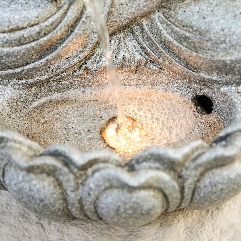 Glitzhome Polyresin Meditating Buddha Frog/Elephant Statue Outdoor Water Fountain with LED Lights