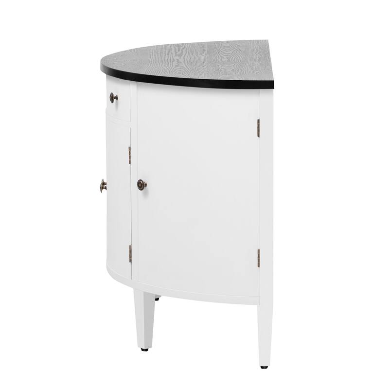 Curved Design Storage Cabinet with Adjustable Shelves and Drawer