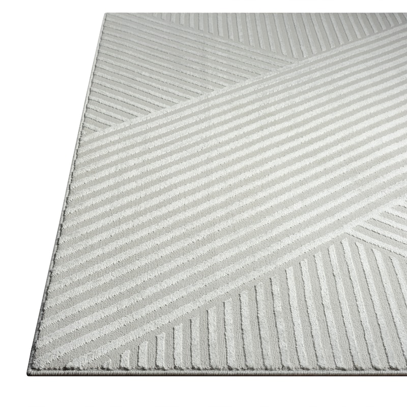 Abani Neutral NTL140 Lines Area Rug