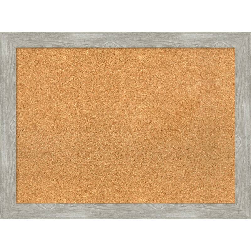 Dove Greywash Narrow Framed Cork Bulletin Memo Board - 32-Inch x 24-Inch