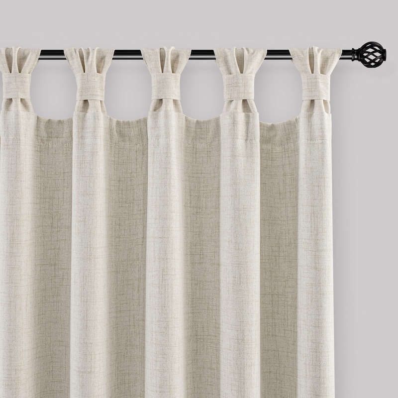 DriftAway Twist Tab Linen Textured Lined Blackout Solid Curtains 2 Panels