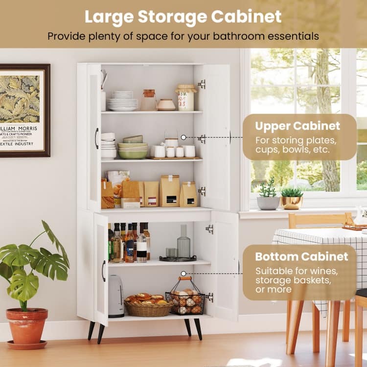 Engineered Wood and Metal Pantry Cabinet with Adjustable Shelves - 31.5" x 16" x 70.5"