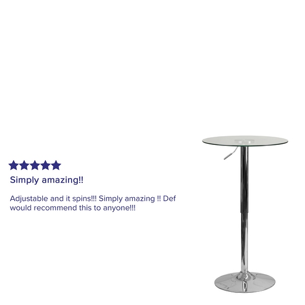 Adjustable glass top bar table