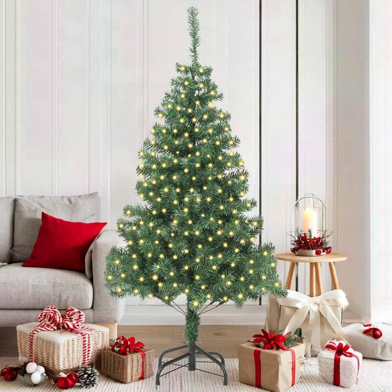 vidaXL Christmas Tree with 300 LEDs with Stand Green 70.9" PVC - Green with LEDs - 6 Foot