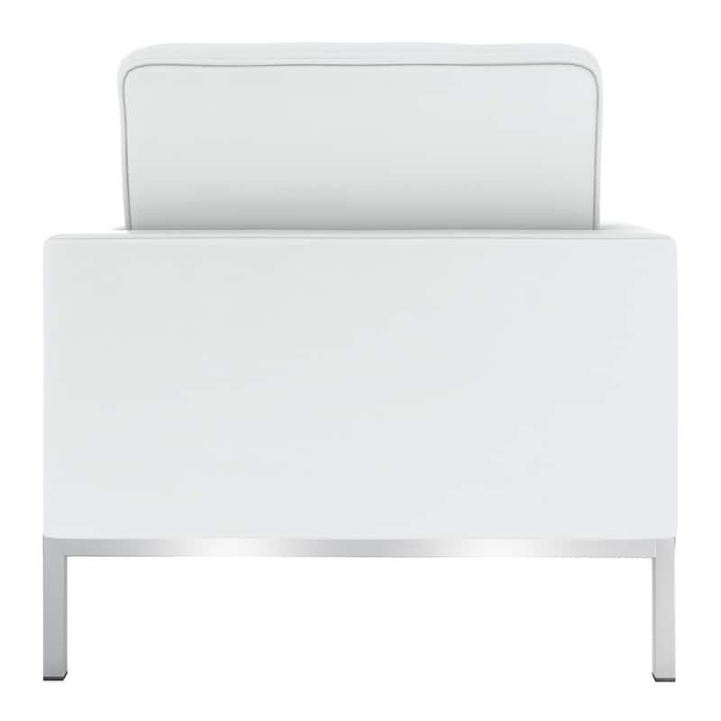 HomeRoots 31" White And Silver Italian Leather Tufted Arm Chair - 30.5' X '30.5' X '30.5