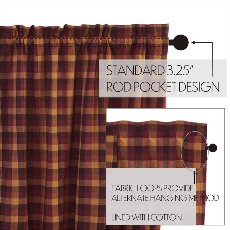 Heritage Farms Primitive Check Prairie Short Panel Set of 2 - Prairie Panel 63x36