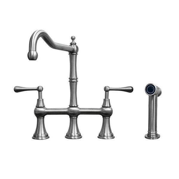 Shop Whitehaus Whsb14007 Sk Waterhaus 1 5 Gpm Bridge Kitchen Faucet With Brushed Stainless Steel Overstock 29855192