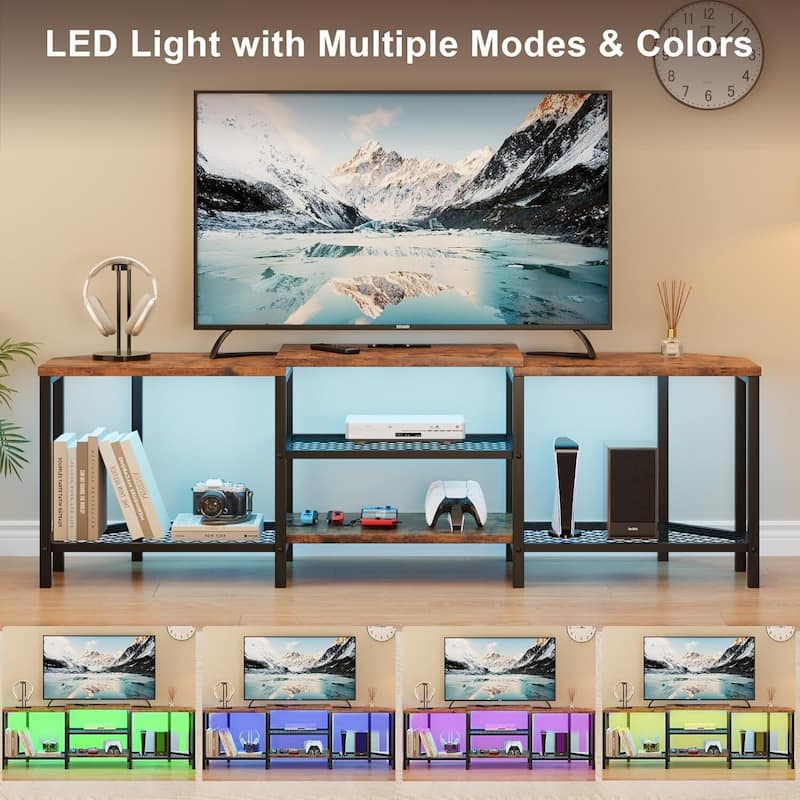 Modern 67 Inch TV Stand with LED Lights and Power Outlets for Living Room, Bedroom - N/A