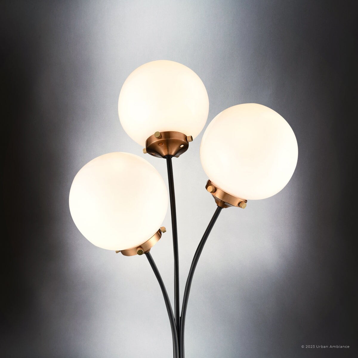 Luxury Mid Century Modern Floor Lamp 15 W x 15 D x 32 H with Modern Elements Matte Black Aged Brass and Frosted Glass On Sale Bed Bath Beyond 37983818