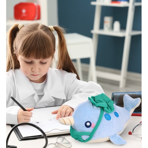 DolliBu Blue Narwhal Doctor Baby Soft Plush with Scrub Cap & Face