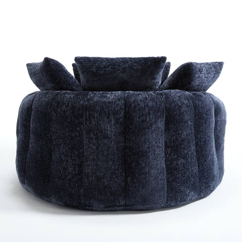 55" Modern Long Polyester Foam Round Bean Bag Sofa Chair with Pillows