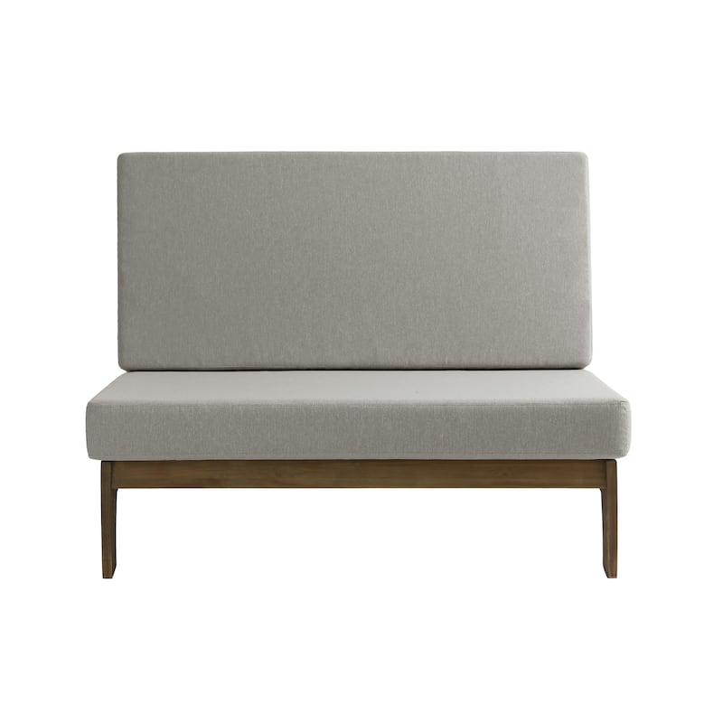 Outdoor Teak Wood Armless Lounge Chair Set Loveseat with Cushions