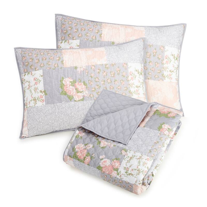 La Flor Patchwork Printed Quilt Set - Queen